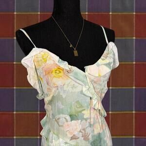 ❤️NWT Cute H&M Frilly Green Floral Dress❤️